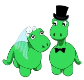 Wedding dinosaur illustration